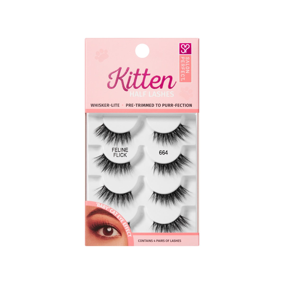 Front side of packaging for Kitten Half Lash 664 4 Pack 