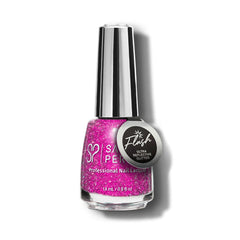 Salon Perfect Flash Ultra Reflective Glitter nail lacquer in vibrant pink, featuring a high-shine, sparkling finish for dazzling nails.