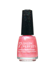 Salon Perfect professional nail lacquer in Liquid Sea-quins with an iridescent finish, featuring a black cap with holographic glitter accents. 