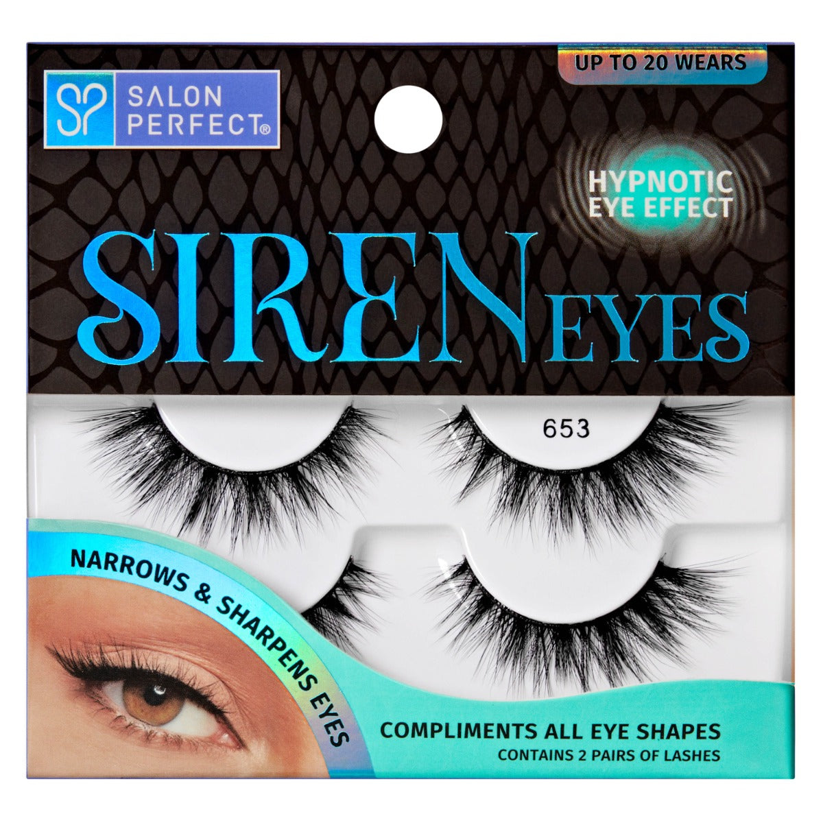 A front view of Salon Perfect Siren Eyes 653 lash 2 pack in packaging
