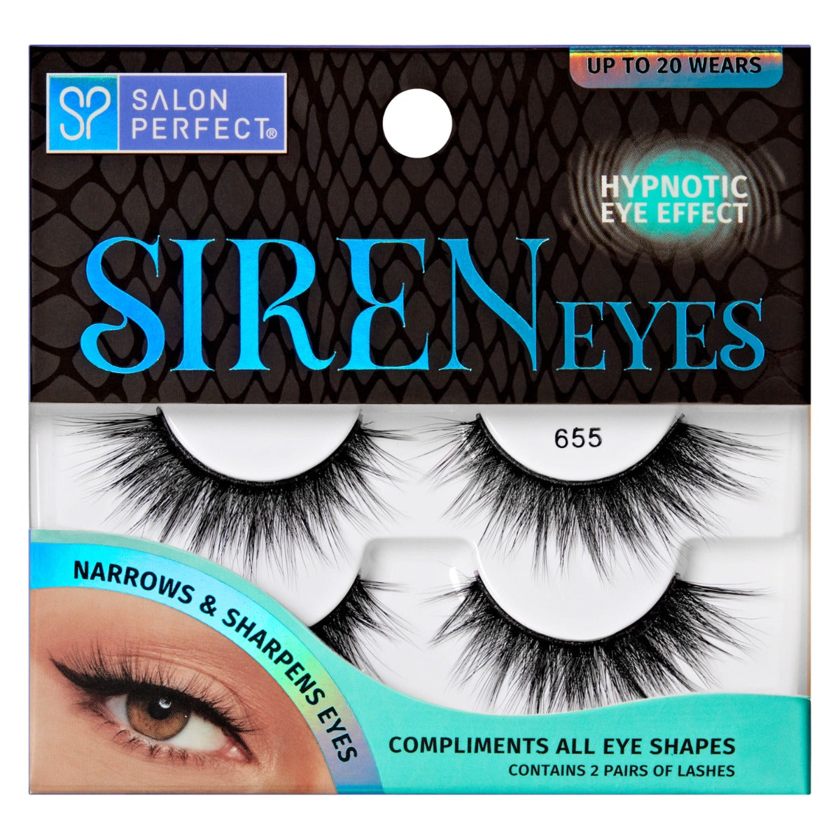 A front view of Salon Perfect Siren Eyes 655 lash 2 pack in packaging
