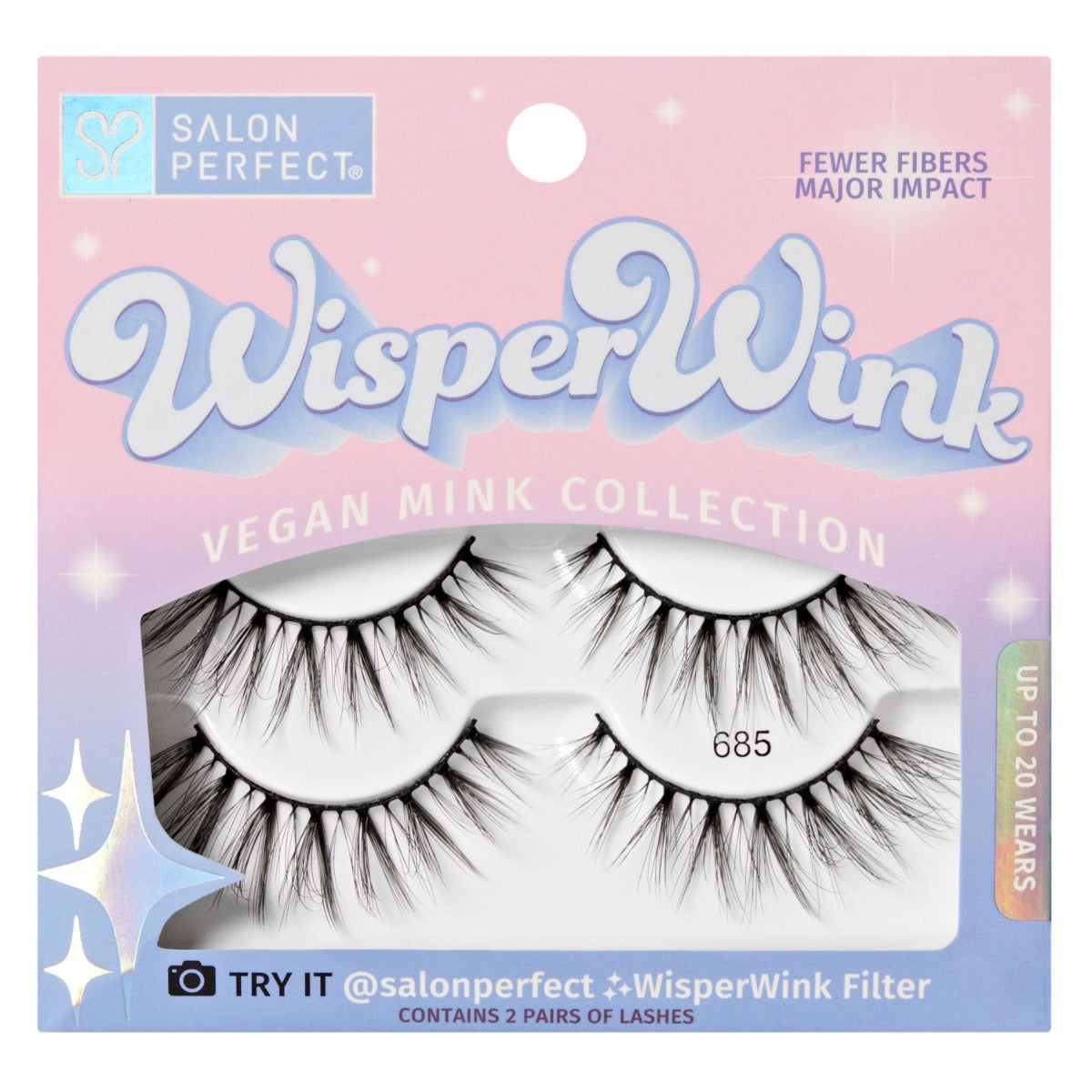 A front view of Salon Perfect Wisper Wink 685 lash 2 pack in packaging
