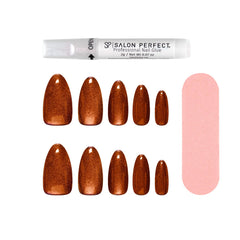 Magnetic gold press-on nails from Salon Perfect Magnetic Mirror Effect, including nail glue and a nail file for easy application.