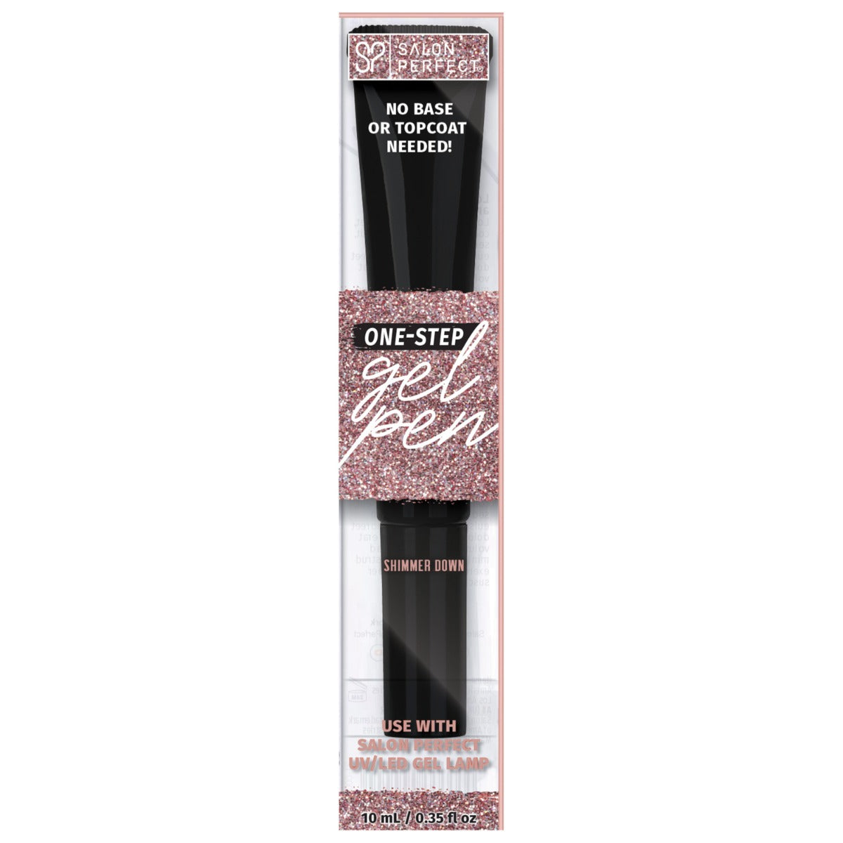 Salon Perfect One-Step Gel Pen in 'Shimmer Down,' a no-base, no-topcoat-needed gel polish, designed for use with an LED/UV gel lamp.