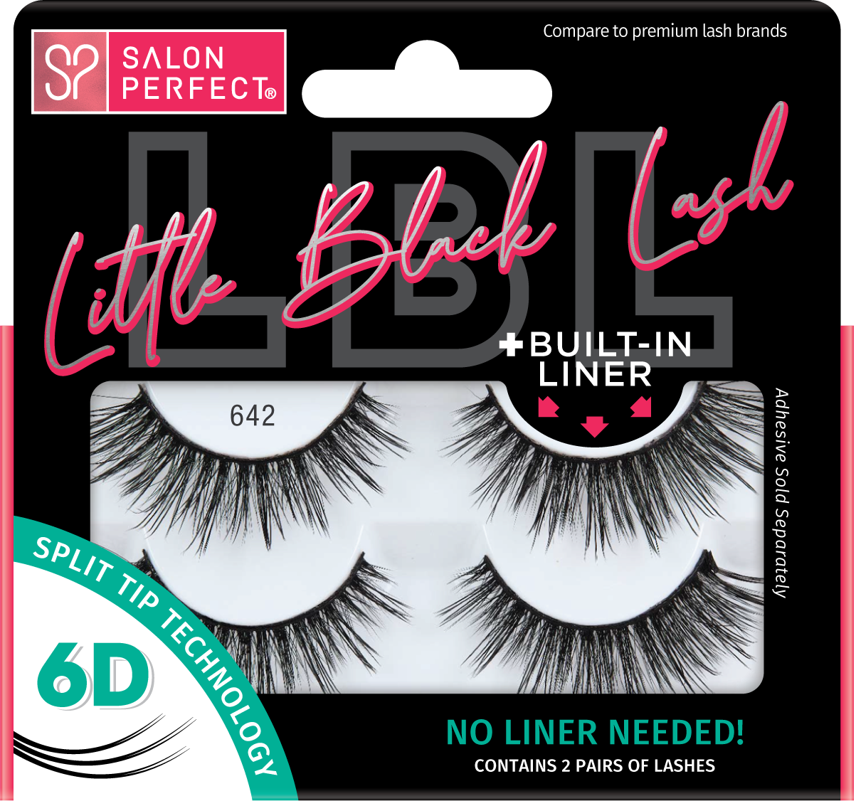 Front view of Salon Perfect Little Black Lash 642 retail pack