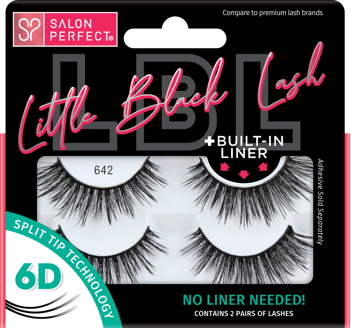 Front view of Salon Perfect Little Black Lash 642 retail pack