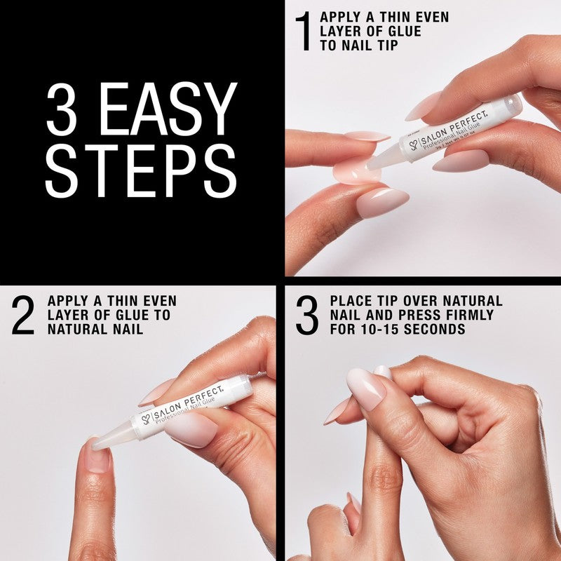 Instruction on how to apply and remove Salon Perfect 381 Glass Magenta Press On Nail.