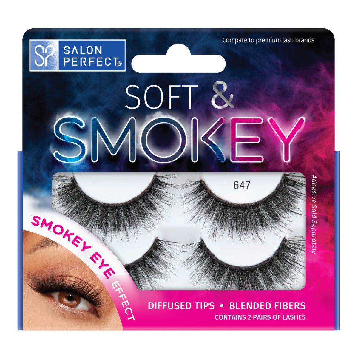 Front facing of Salon Perfect Soft & Smokey 647 Lash wall-hook ready pack