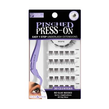Front side of packaging for Pinched Press On Underlash Extension Kit 
